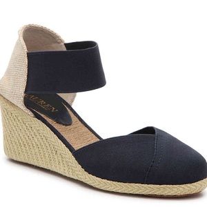 Ralph Lauren Navy Blue Espadrille Wedges- US 7.5